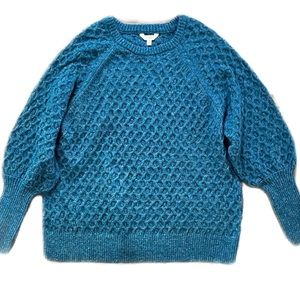 Terra & Sky Teal Balloon Sleeve Sweater / 2X